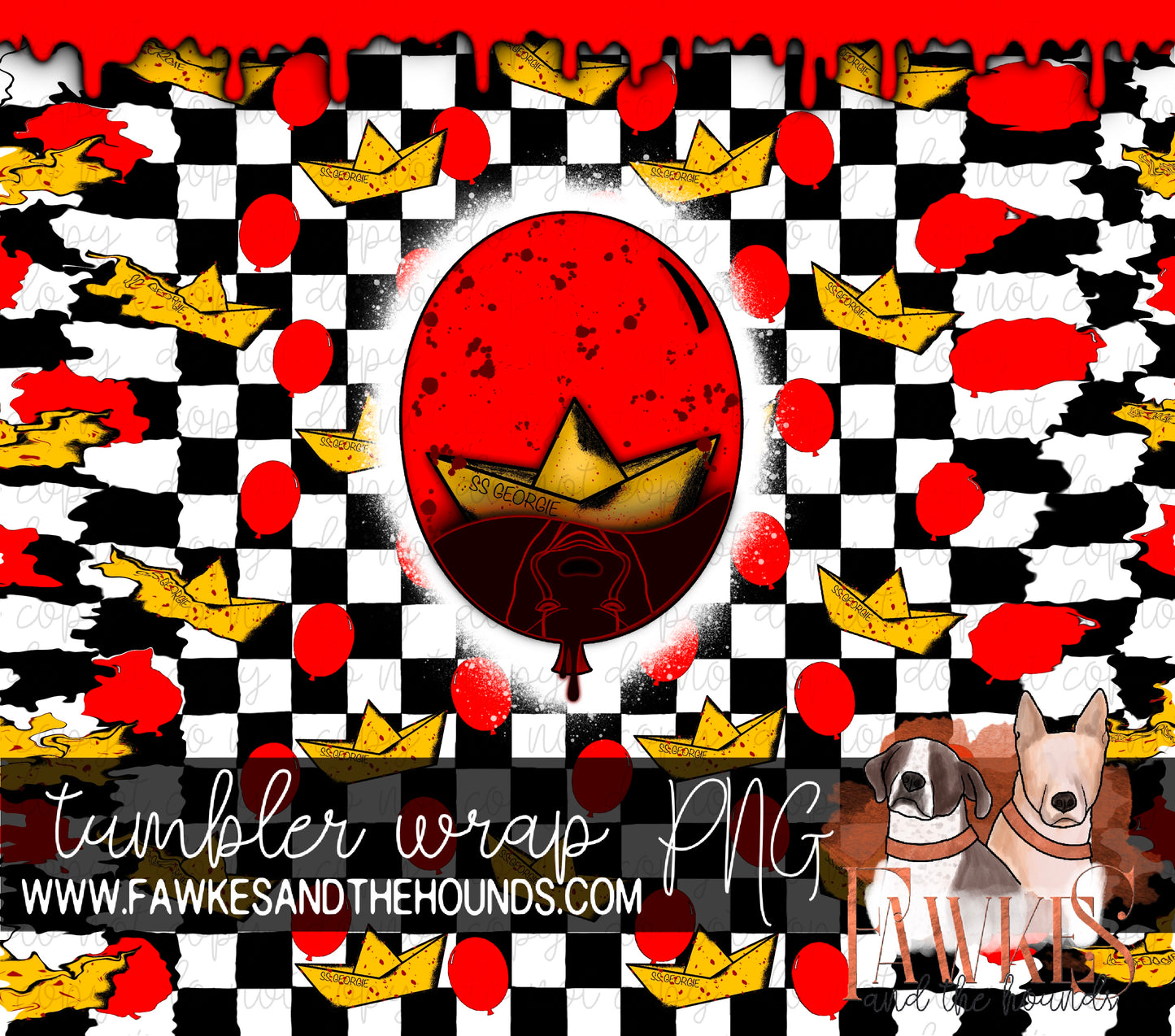 Checkered Balloon Tumbler Wrap Digital Download
