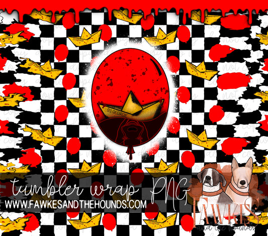Checkered Balloon Tumbler Wrap Digital Download
