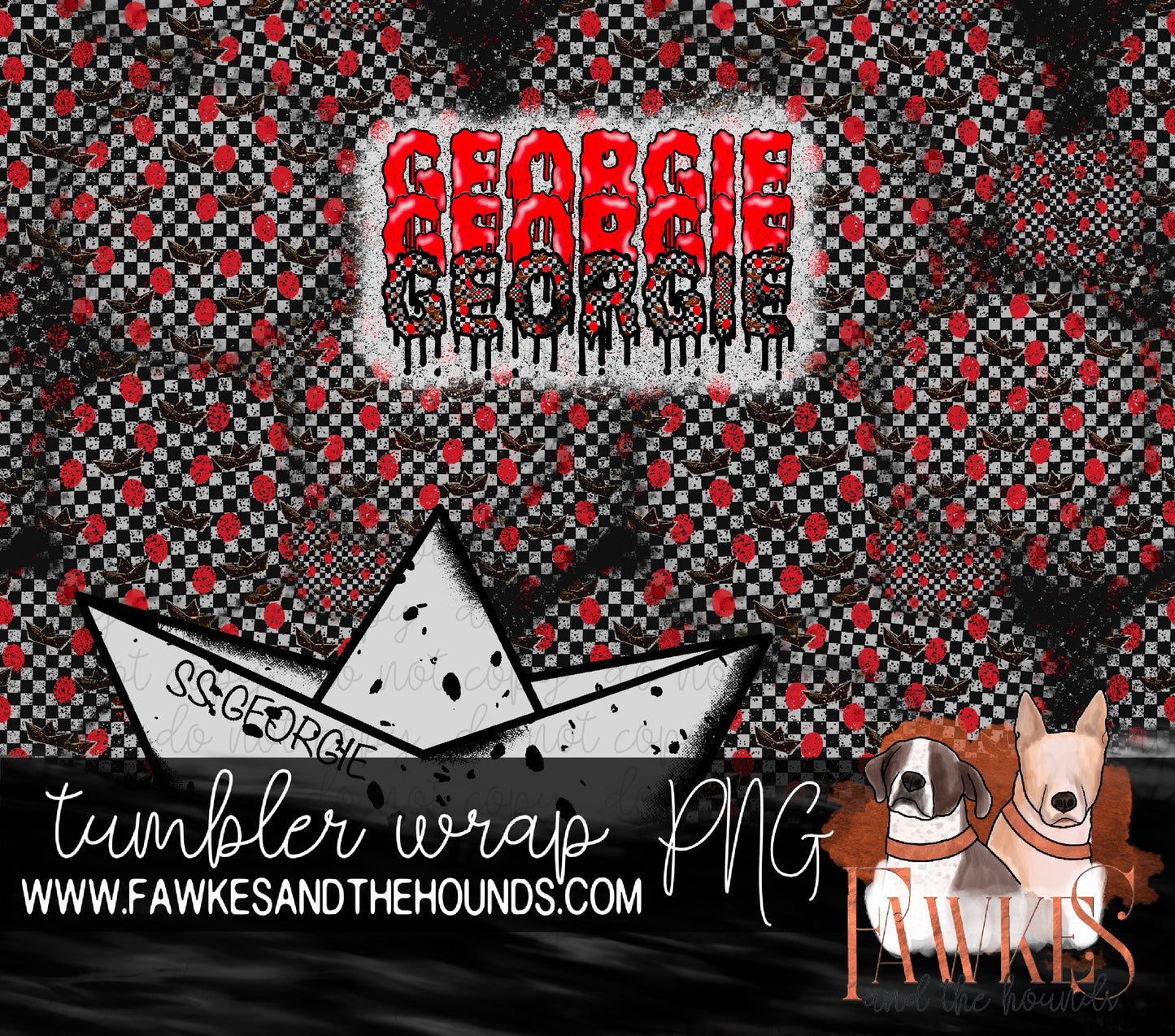 Georgie Red Drip Tumbler Wrap Digital Download