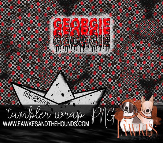 Georgie Red Drip Tumbler Wrap Digital Download
