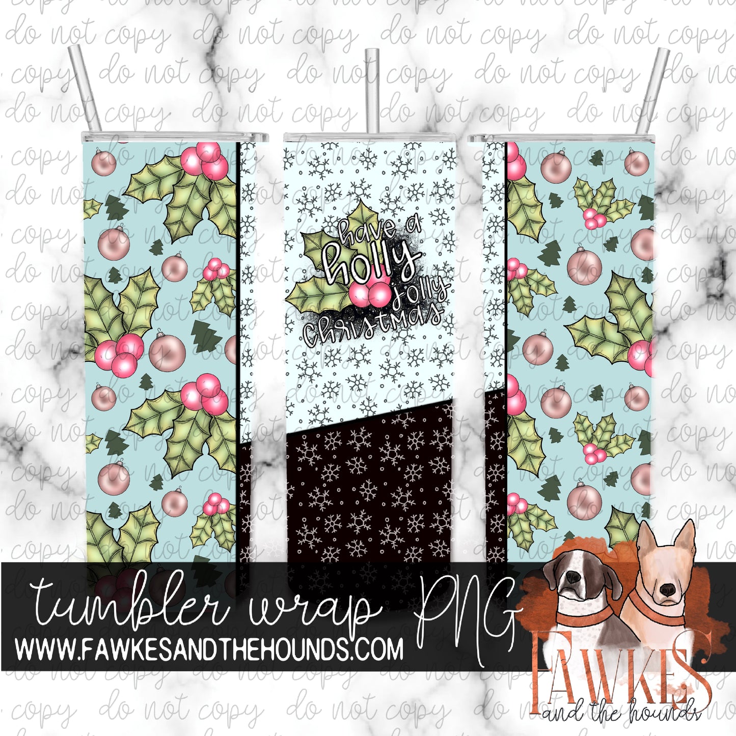 Holly Jolly Pastel Tumbler Wrap
