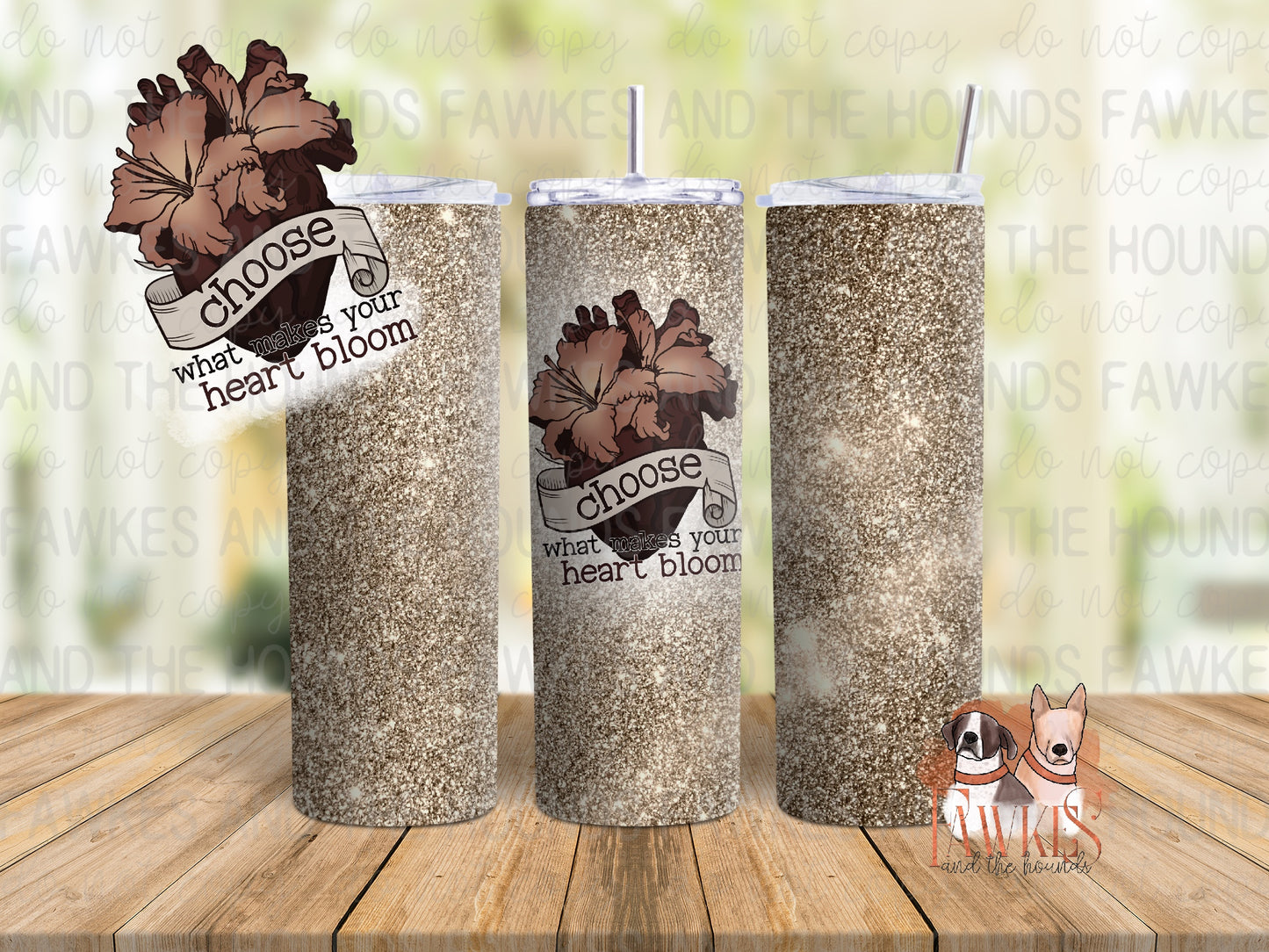 Heart Bloom Muted Tumbler Wrap