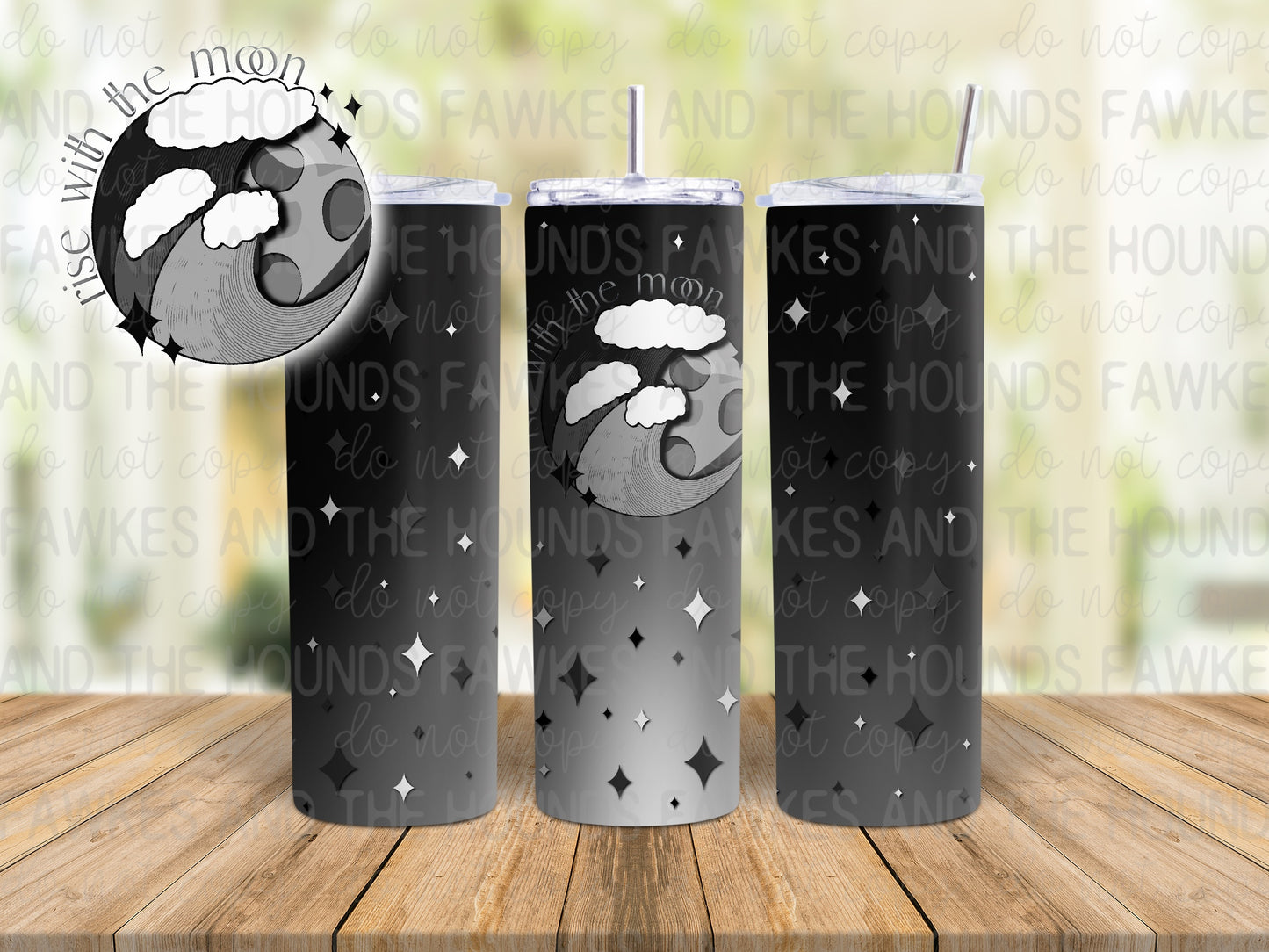 Rise With The Moon Monochrome Tumbler Wrap