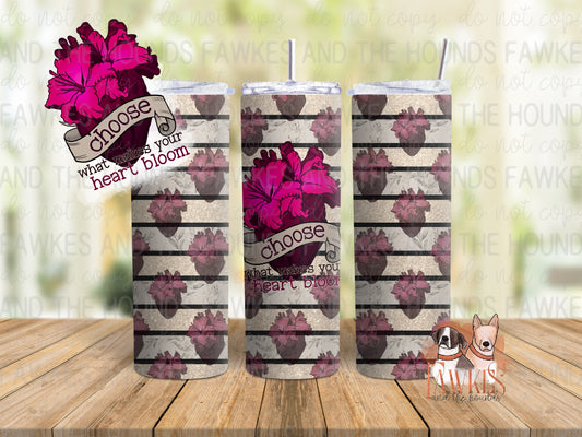 Heart Bloom Striped Tumbler Wrap