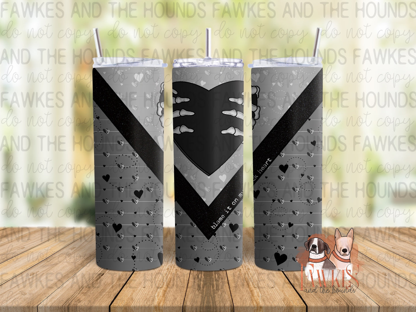 Black Heart Tumbler Wrap