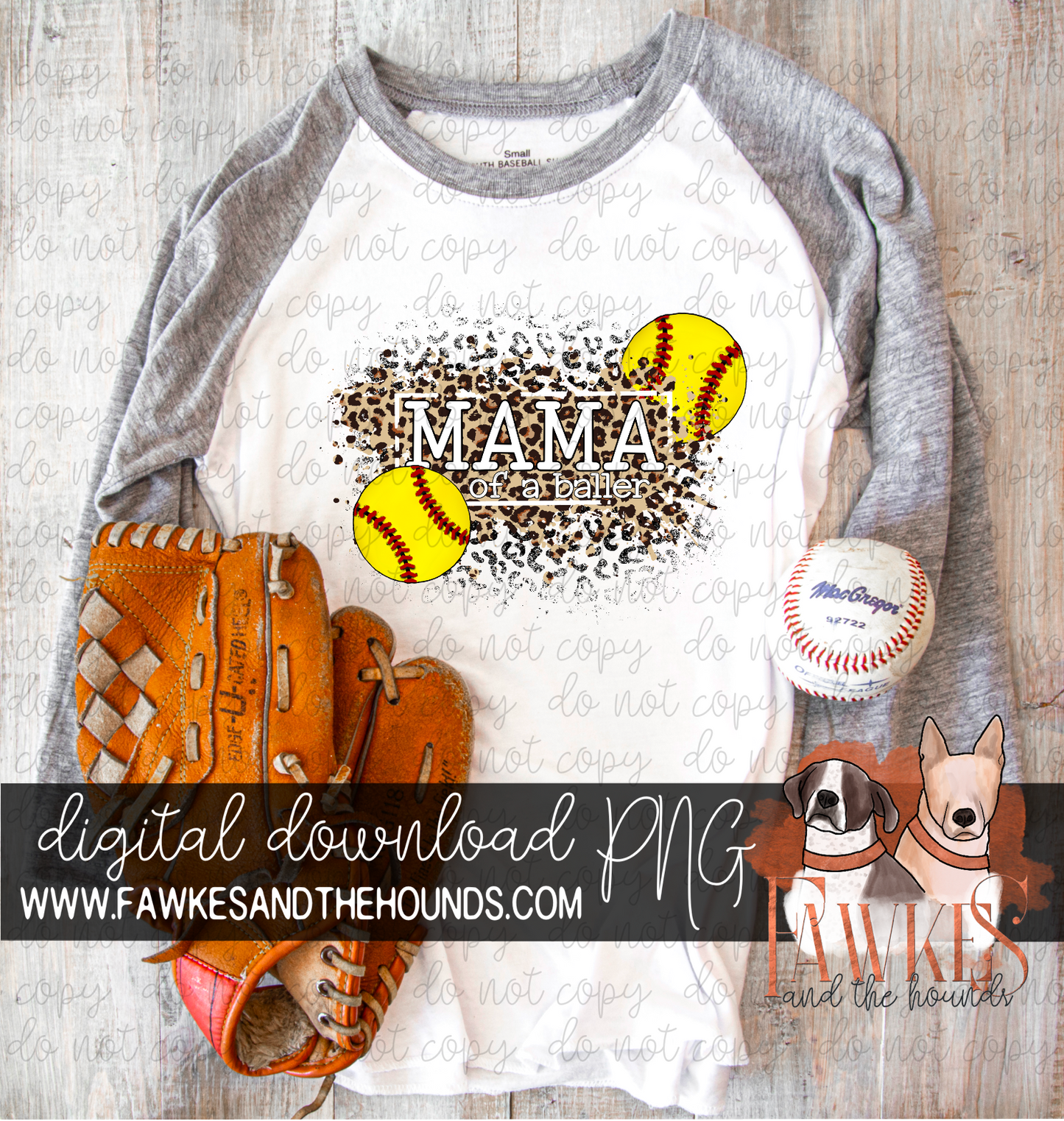 Mama of a Baller (softball) Leopard Full Color