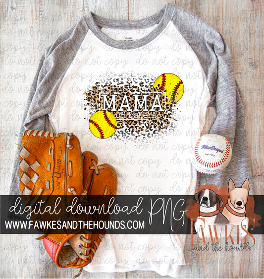 Mama of Ballers (softball) Leopard Full Color